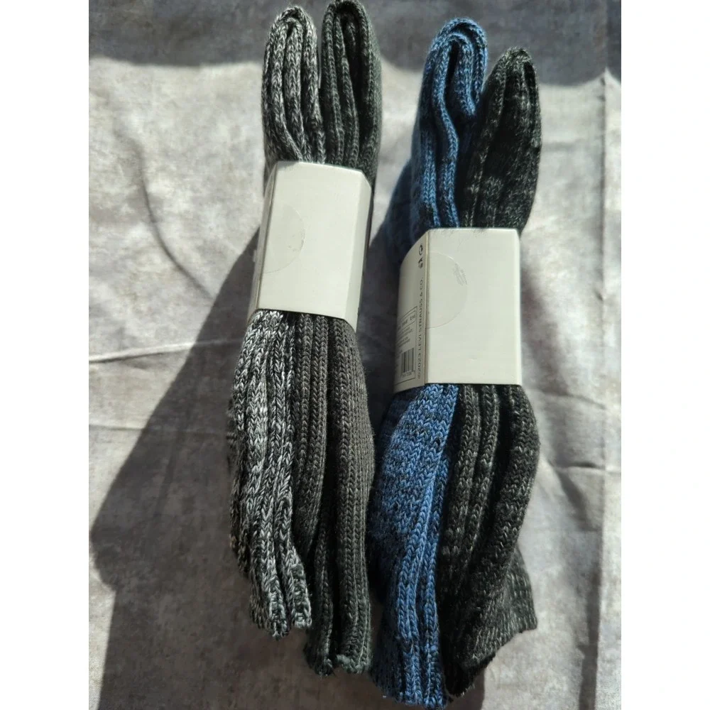 2-Levi's Mens Crew Sock Black/Blue/Gra Superior Comfort Embroidered Logo sz 8-12